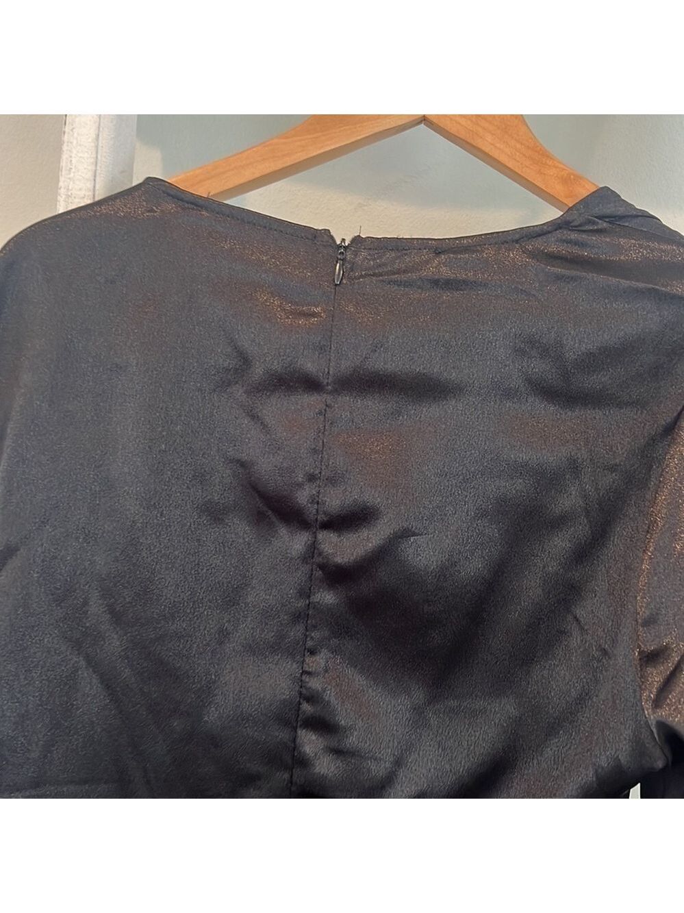 PRETTYLITTLETHING nwt black satin plunge twist front cut out bodycon dress 12 - Picture 8 of 10